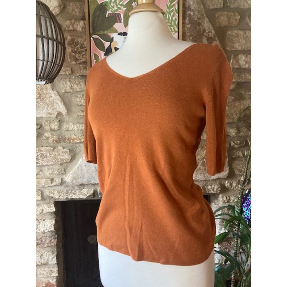 Rust Orange Lightweight Knit Top - Talbots - Medium 🍂